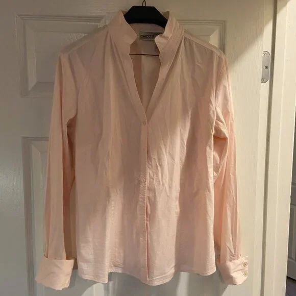 EUC Chico's button down shirt with french cuffs Chico's 2 / L / 12 - Picture 1 of 4
